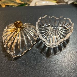 RCR Crystal Rock trinket/ jewelry box with a Goldtone rose on top
